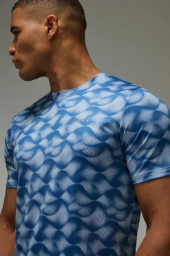 boohooMAN T-shirt Homme Coupe Regular À Motif Vague Abstraite Active<Femme T-Shirts|Athleisure
