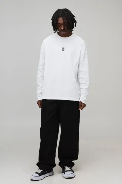 T-shirt homme en côtes oversize brodé à manches longues