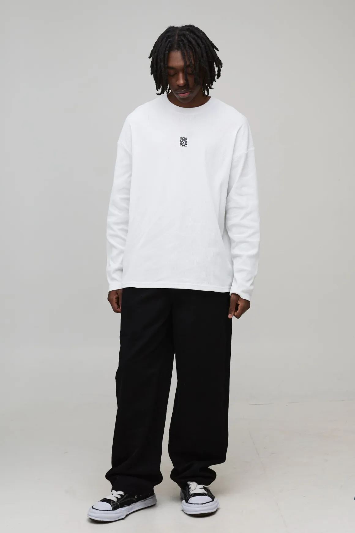 T-shirt homme en côtes oversize brodé à manches longues