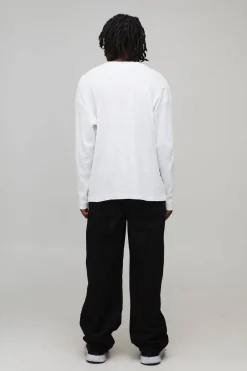 T-shirt homme en côtes oversize brodé à manches longues