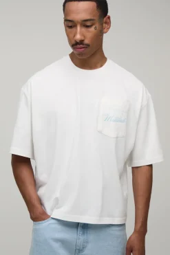 T-shirt Homme Oversize Boxy Avec Imprimé Et Poche