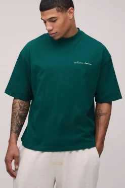 T-shirt Homme Oversize Boxy Col Étendu En Coton Épais