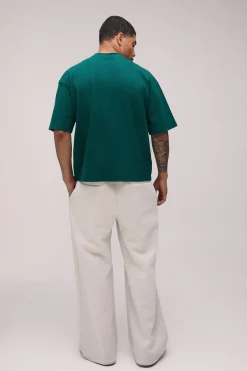 T-shirt Homme Oversize Boxy Col Étendu En Coton Épais