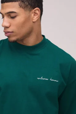 T-shirt Homme Oversize Boxy Col Étendu En Coton Épais