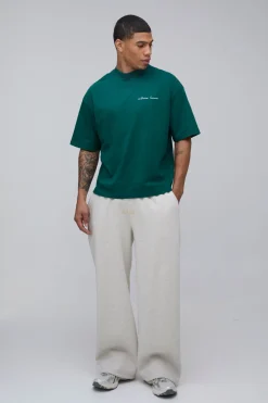 T-shirt Homme Oversize Boxy Col Étendu En Coton Épais