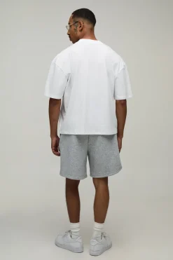 T-shirt Homme Oversize Coupe Boxy Poids Lourd Avec Broderie Script