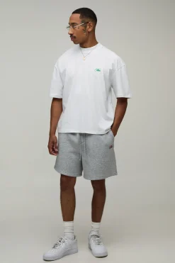 T-shirt Homme Oversize Coupe Boxy Poids Lourd Avec Broderie Script