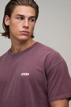 T-shirt Homme Oversize Délavé Avec Logo Ovale