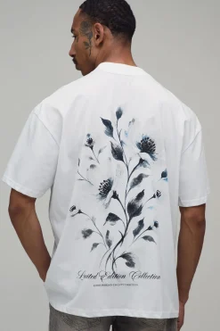T-shirt Homme Oversize À Imprimé Floral Et Lettrage Graphique
