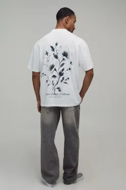 T-shirt Homme Oversize À Imprimé Floral Et Lettrage Graphique