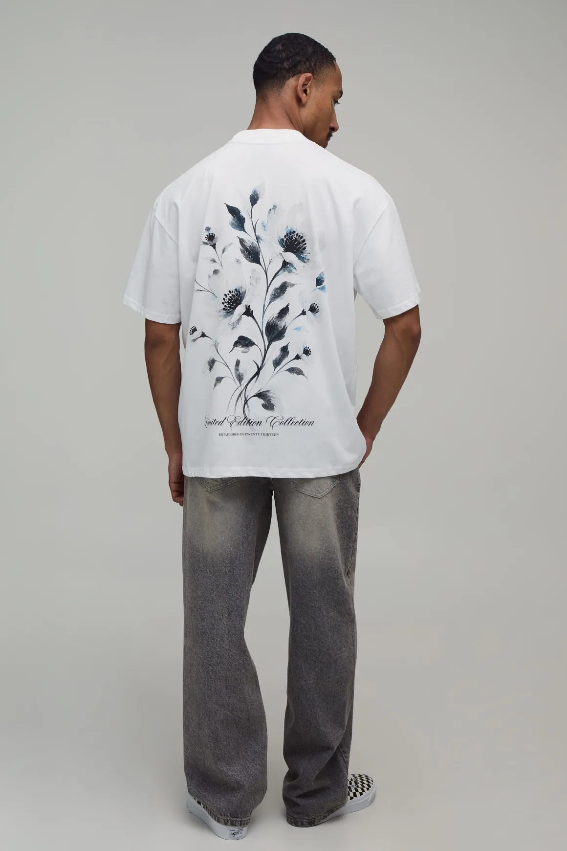 T-shirt Homme Oversize À Imprimé Floral Et Lettrage Graphique
