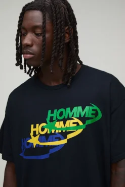 T-shirt Homme Oversize À Logo Répété