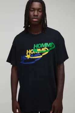 T-shirt Homme Oversize À Logo Répété