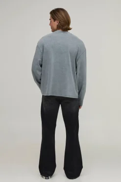 boohooMAN T-shirt Homme Oversize Manches Longues Avec Poche Et Finition Délavée Appliquée<Homme T-Shirts