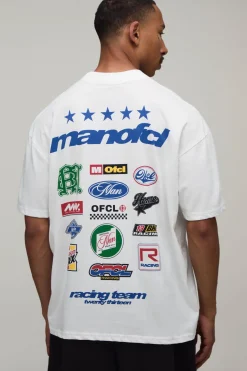 T-shirt Homme Oversize Sport Avec Badge Moto Imprimé