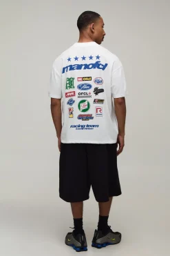 T-shirt Homme Oversize Sport Avec Badge Moto Imprimé