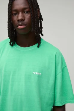 T-shirt Homme Oversize Sport Brodé Effet Délavé