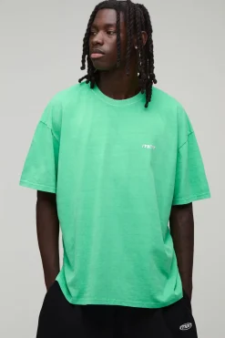T-shirt Homme Oversize Sport Brodé Effet Délavé
