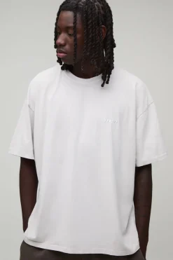 boohooMAN T-shirt Homme Oversize Sport Brodé Effet Délavé<Homme T-Shirts