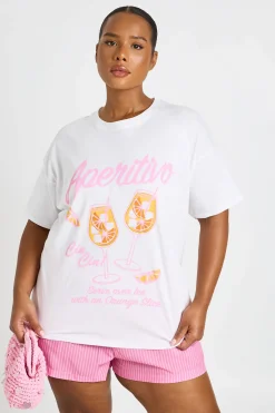 boohoo T-shirt Imprimé Aperol Spritz Grande Taille<Femme Tops