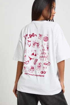 T-shirt Imprimé Au Dos Avec Message Girly "i Don't Want A Boyfriend"
