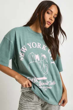T-shirt imprimé avec motif de tasse à café de New York City