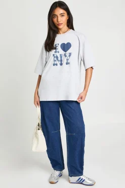 boohoo T-shirt Imprimé À Carreaux I Heart Ny<Femme Tops