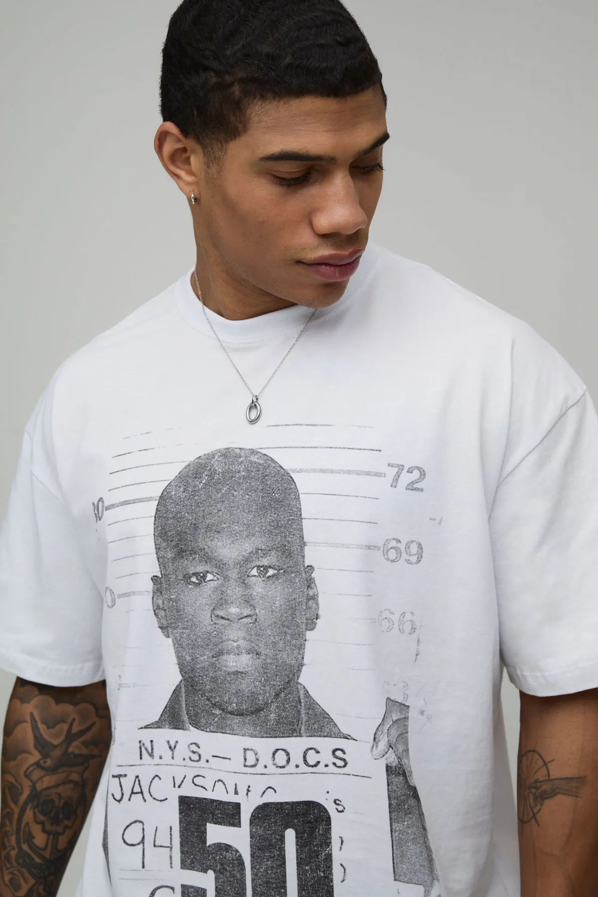 boohooMAN T-Shirt Imprimé 50 Cent Coupe Oversize<Homme T-Shirts Impriméstendances|T-Shirts
