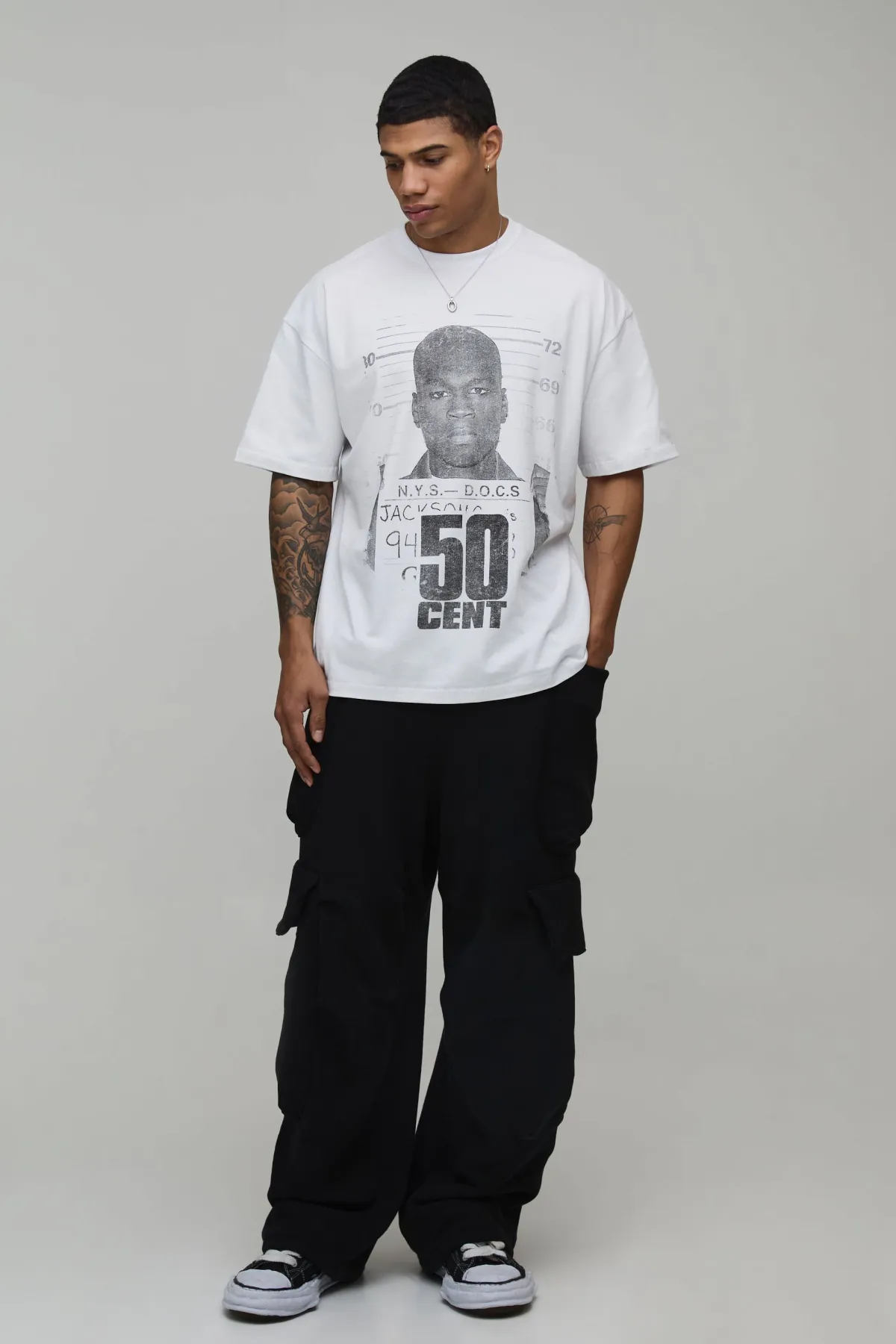 boohooMAN T-Shirt Imprimé 50 Cent Coupe Oversize<Homme T-Shirts Impriméstendances|T-Shirts