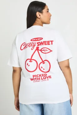 T-shirt Imprimé Cerise Douce Grande Taille
