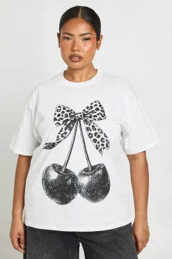 T-shirt Imprimé Cerises Léopard Grande Taille