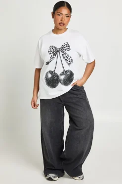 T-shirt Imprimé Cerises Léopard Grande Taille