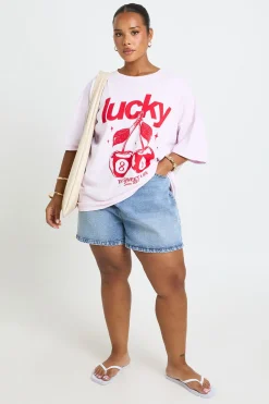 boohoo T-shirt Imprimé Cerises Lucky Grande Taille<Femme Tops