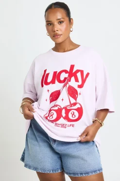 boohoo T-shirt Imprimé Cerises Lucky Grande Taille<Femme Tops