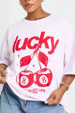 boohoo T-shirt Imprimé Cerises Lucky Grande Taille<Femme Tops