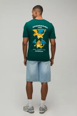 boohooMAN T-shirt Imprimé Charizard Pokémon Coupe Regular Sous Licence Officielle<Homme T-Shirts Impriméstendances|T-Shirts