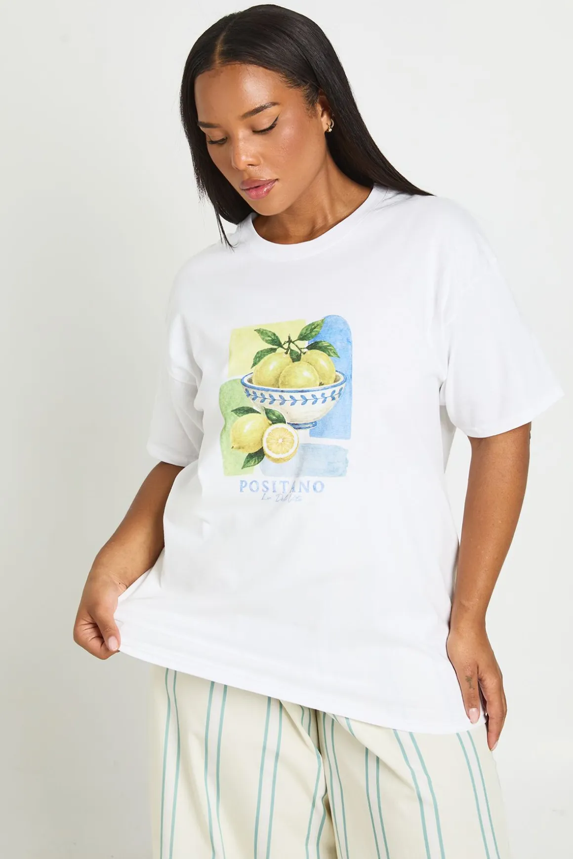 T-shirt Imprimé Citrons Grande Taille