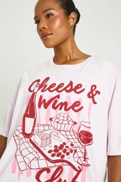 T-shirt Imprimé Club Fromage Et Vin Grande Taille
