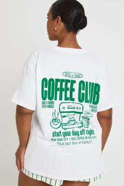 boohoo T-shirt Imprimé Coffee Club Grande Taille<Femme Tops