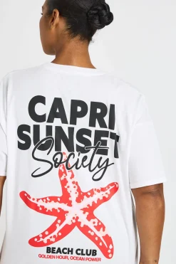 boohoo T-shirt Imprimé Coucher De Soleil Capri Grande Taille<Femme Tops