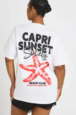 boohoo T-shirt Imprimé Coucher De Soleil Capri Grande Taille<Femme Tops