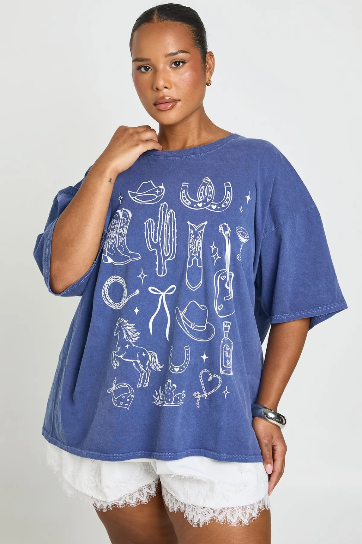 boohoo T-shirt Imprimé Cowboy Grande Taille<Femme Tops