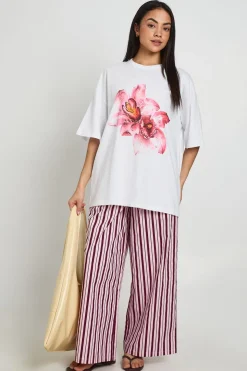 T-shirt À Imprimé De Fleurs Roses