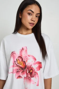 T-shirt À Imprimé De Fleurs Roses