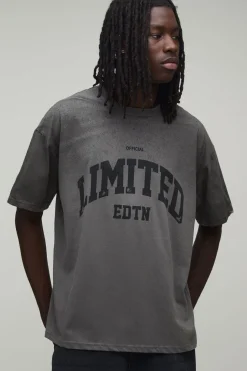 T-shirt Imprimé Édition Limitée Coupe Oversize Effet Spray Délavé