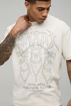 boohooMAN T-Shirt Imprimé Délavé Oversize à Coutures Apparentes et Motif Graphique<Homme T-Shirts Impriméstendances|T-Shirts