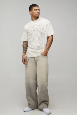 boohooMAN T-Shirt Imprimé Délavé Oversize à Coutures Apparentes et Motif Graphique<Homme T-Shirts Impriméstendances|T-Shirts