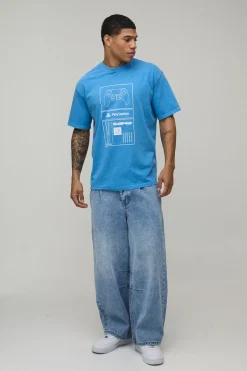 boohooMAN T-Shirt Imprimé Délavé PlayStation Licence Coupe Ample<Homme T-Shirts Impriméstendances|T-Shirts