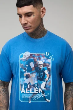 T-shirt Imprimé Délavé Sous Licence Nflpa Josh Allen Coupe Oversize Tall