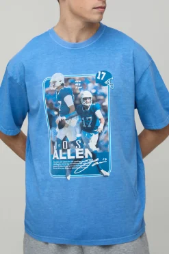 T-shirt Imprimé Délavé Surdimensionné Sous Licence Nflpa Josh Allen